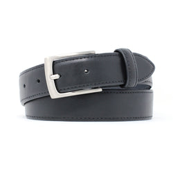 dress black leather belt with stiching