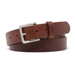 medium brown leather dress belt