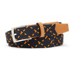 blue and orange braided woven stretch belts
